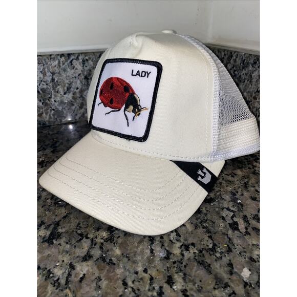 Goorin Bros Lady Bug Patch White Trucker Cap Hat SnapBack Mesh Insect Lady Bug🐞 - Picture 1 of 7